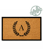 Doormat with monogram 'A' design on a white background [VARIANT: SINGLE INITIAL / BORDER]
