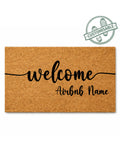 Doormat with 'welcome Airbnb Name' text on a white background [VARIANT: STANDARD]