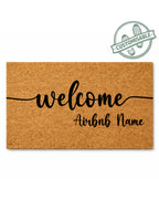 Doormat with 'welcome Airbnb Name' text on a white background [VARIANT: STANDARD]