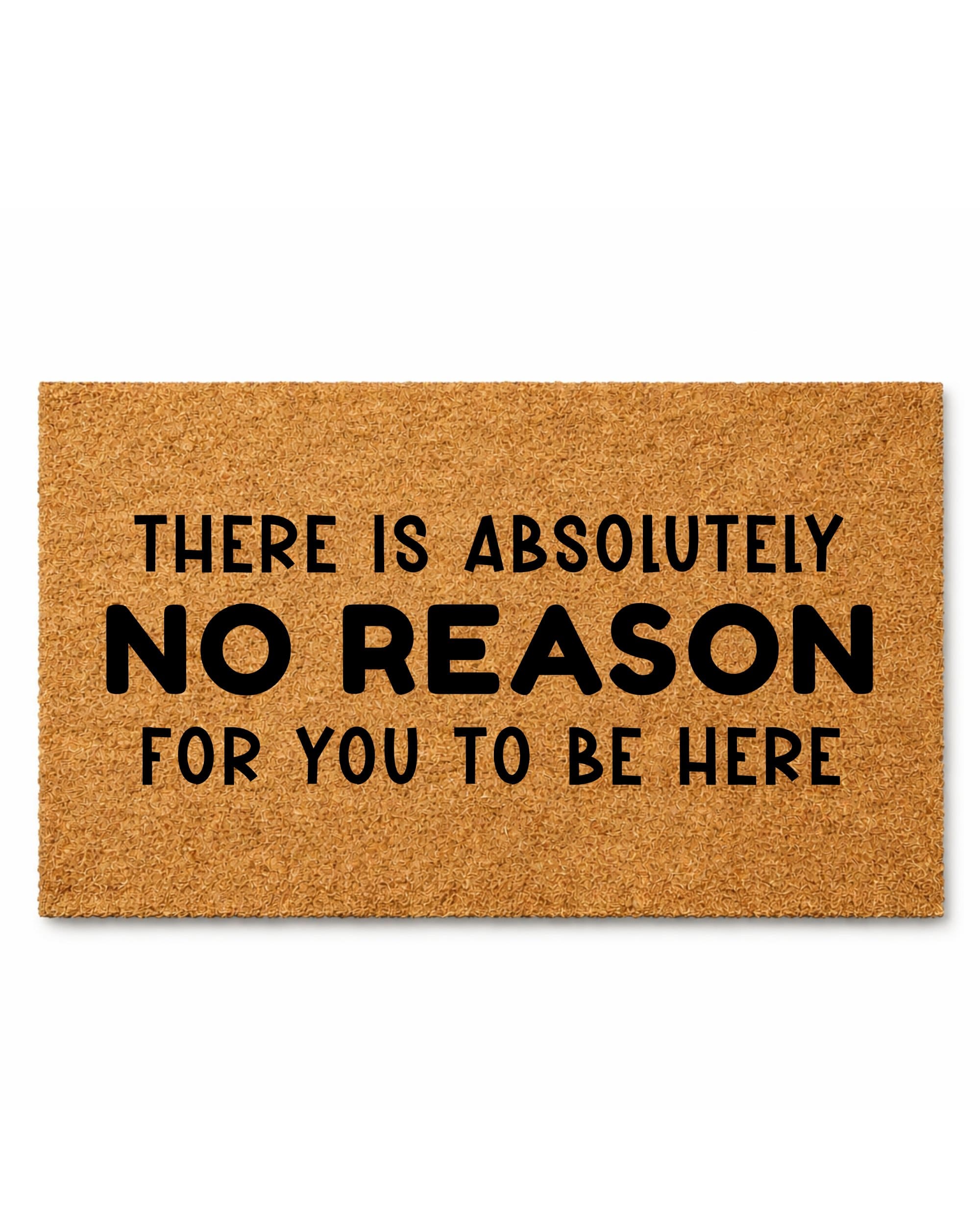 Doormat with humorous text on a white background